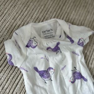 Carter's White Onesie with Purple Bird Design